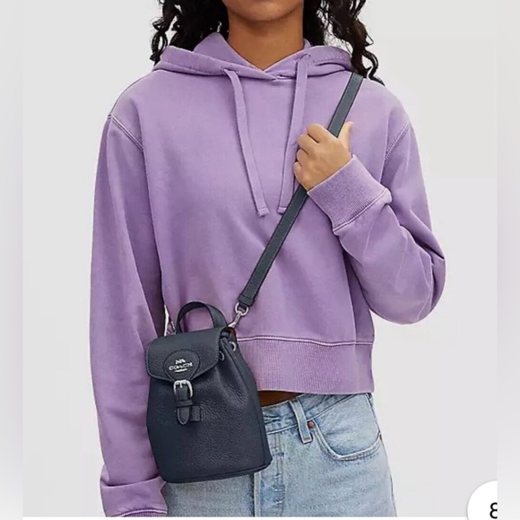 COACH Amelia Convertible Crossbody/Bagpack Soft Pebble Leather Silver/Denim NWOT - Picture 4 of 12